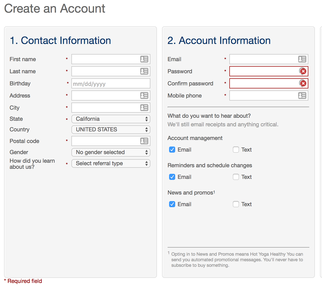 Fill Out Contact Info